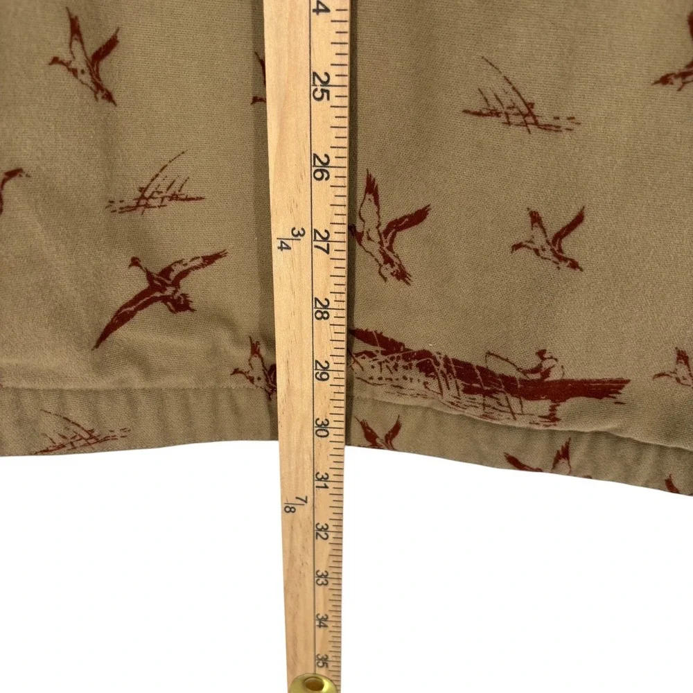 LL Bean Signature Slim Fit Chamois Jacket Geese Camo Quilted Lined Mens M 522077